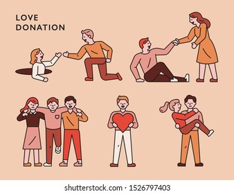 Good people to help those in need. flat design style minimal vector illustration