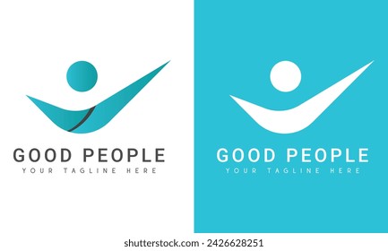 Good People Logo Design Human Tick Logotype