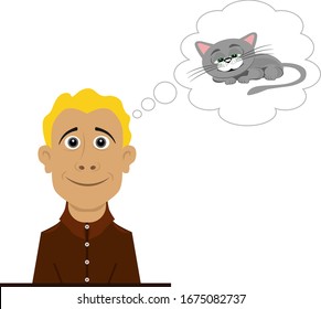 A good person smiles and thinks about good things. Vector illustration on the theme of emotions.