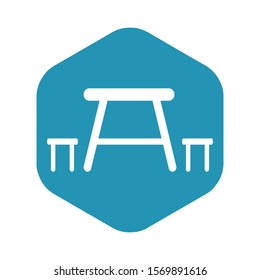 A good place to eat. Table with chairs. Eating in nature. Vector illustration in simple flat style isolated on white background for design and web.