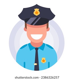 good police character in a cap. flat vector illustration.