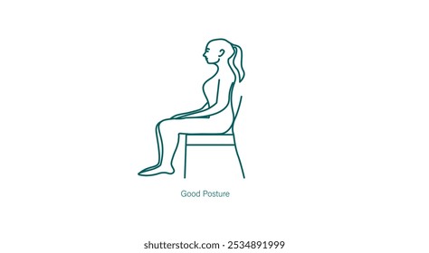 Icono de Vector de buena postura para la salud de la columna vertebral y la ergonomía