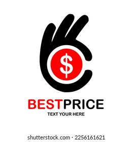 Logotipo de la plantilla vectorial del logotipo de buen precio. Adecuado para el precio de negocio y símbolo de mano