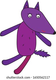 Der gute violette Wolf sieht dich an. Vektorillustration zur Illustration.