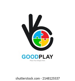 Good puzzle logo vector design. Suitable for business, web, education and hand symbol