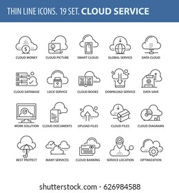 Good quality thin line icons set. Isolated elements on white background for your projects. Cloud services.