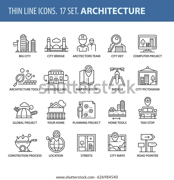 Good quality thin line\
icons set. Isolated elements on white background for your projects.\
Architecture