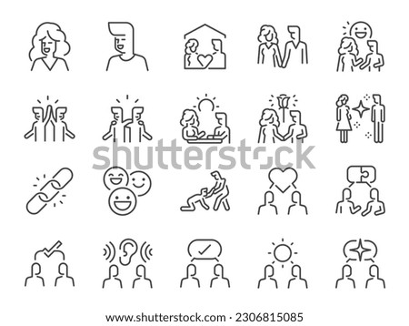 Good relationship icon set. It included couple, happy, enjoy, and more icons. Editable Stroke.