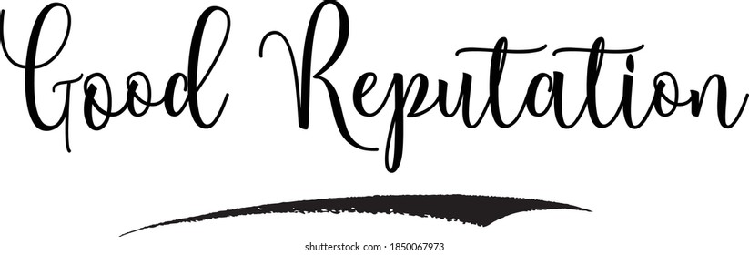 Buena Reputación Caligrafía Cursiva Color Negro Texto Sobre Fondo Blanco