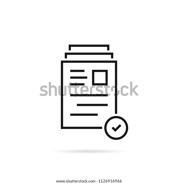 good review like thin line document. concept of no\
violations or vulnerables docs or legal business exam. linear flat\
style trend modern assessment logotype graphic simple art design\
isolated on white