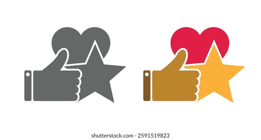 Good reviews user icon flat style. Illustration hand with love and star vector