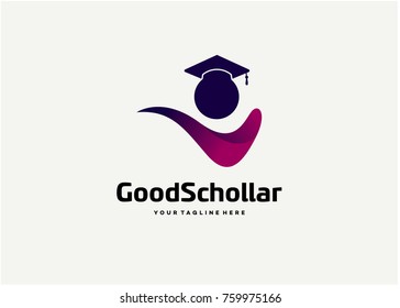 Good Scholar Logo Template Design. Creative Vector Emblem for Icon or Design Concept