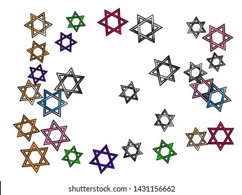A good selection of confetti. Colored David stars light. Confetti new background artistic.