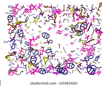 A good selection of confetti. Confetti new background texture. Hand drawn Egypt signs digital.