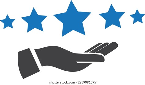 Good service icon, five star rating icon vector