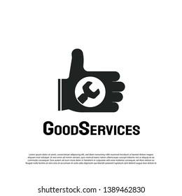 good service logo with hand concept. repair. technology icon. engineering. illustration element-vector