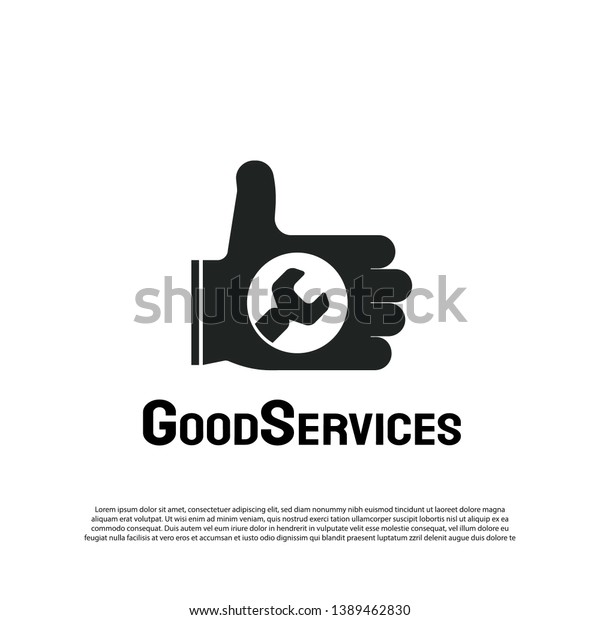 good service\
logo with hand concept. repair. technology icon. engineering.\
illustration\
element-vector
