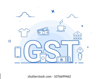 Good Service Tax (GST) concept with finanical elements.