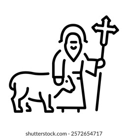 Good shepherd icon in linear style 