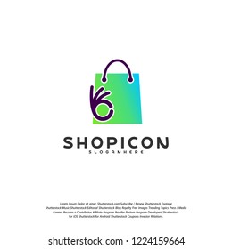 Good Shop Logo Template Design Vector. Great Shop logo vector. Hands Holding Bag Logo concept