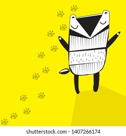 
good skunk on yellow background illustration