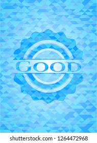 Good sky blue emblem with triangle mosaic background