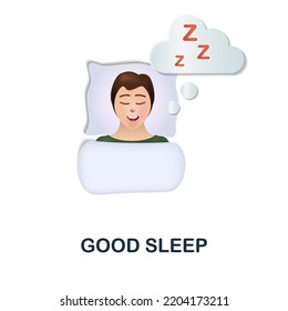 Good Sleep icon. 3d illustration from personal productivity collection. Creative Good Sleep 3d icon for web design, templates, infographics and more