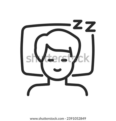 Good Sleep Icon. Vector Outline Editable Isolated Sign of a Content Person Sleeping, Symbolizing Peaceful Rest and Quality Sleep.