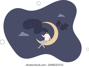 Good sleep at night moon with deep, sweet and healthy dreams Sky with stars as calm and restful bedtime symbol