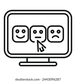 Buenas caras sonrientes en línea icono vector de contorno. Rango de botones. Malo usuario enojado