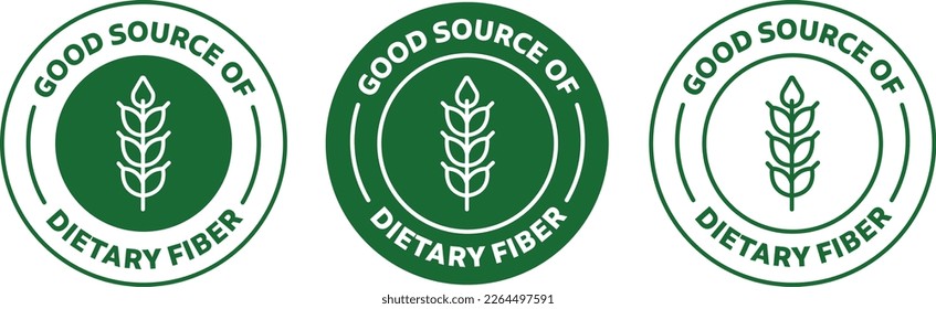 good source of dietary fiber icon. fiber-rich food symbol. isolated vector badge green in color