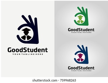 Good Student Logo Template Design. Creative Vector Emblem for Icon or Design Concept