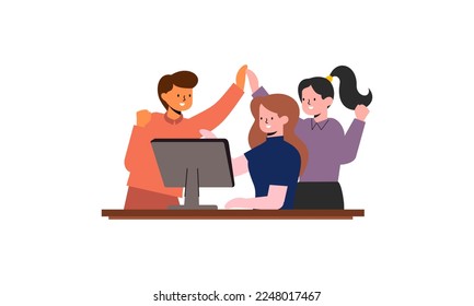 Good successful teamwork concept illustration