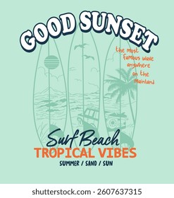 GOOD SUNSET SURF BEACH TROPICAL VIBES