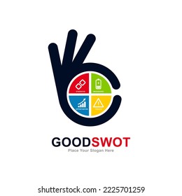 Good SWOT analysis logo vector design. suitable for business, strength, weaknesses, opportunities, threat and hand symbol