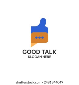Gute Rede Logo Vorlage. Thumb- und Chat-Bubble-Symbol Vektorillustration