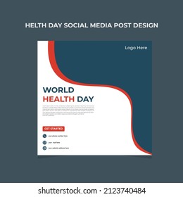 Good template for online advertisement design Set of Square social media post template for world health day with white orange and blue background
