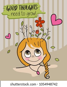 Good thoughts need to grow / Positive thinking concept / Change your mind illustration design 