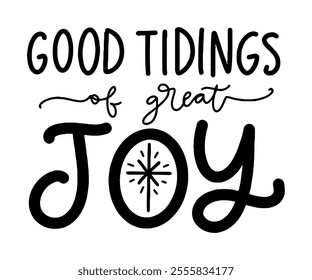 good tidings of great joy merry christmas black vector graphic design and cut file