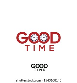 Good time lettering with clock icon vector illustration