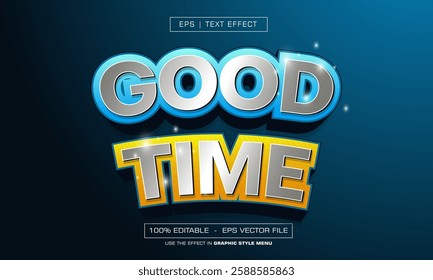 good time text effect with 3D night background style