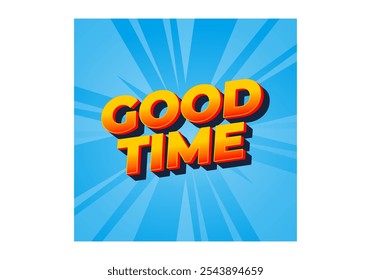 Boa hora. Design de efeito de texto em cores modernas com efeito de aparência 3D