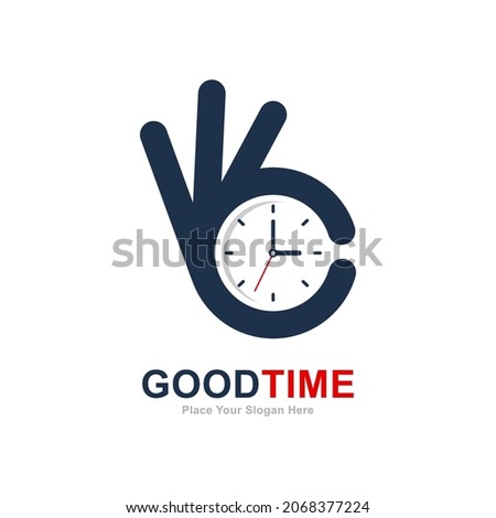 Good time vector logo design. Suitable for time and hand symbol