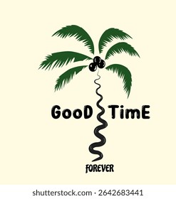 Good Times Good Vibes Summer Beach Design.
Tropical palm design with beach elements and good vibes slogan, great for summer vacation wear and relaxed lifestyle prints.