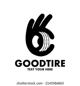 Good tire vector logo template. This design use hand and negative space style. Suitable for car business.
