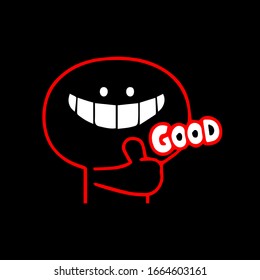 "Good" Vector hand drawn calligraphic brush stroke illustration design. Black and white style design. Good for poster, t shirt print, social media content, birthday card, surface texture