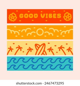Good vibes in the beach illustration for summertime t shirt design and sticker theme