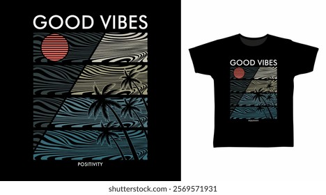 Good vibes beach typography hand drawn, vector ready for print on t-shirt and other uses