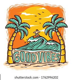 Good vibes beach vector illustration