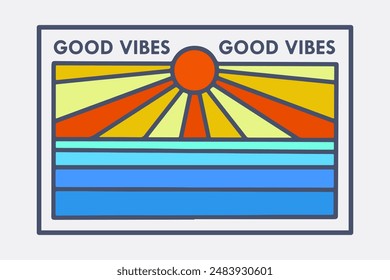Good vibes in california beach mono line design for t-shirt, badge, sticker, etc